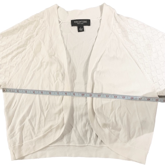 Perceptions New York White Mini Cardigan - Size: L - Picture 3 of 5